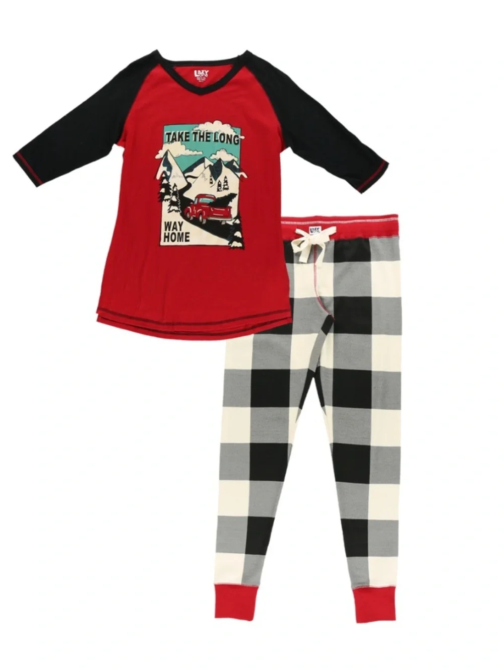 Lazy One Red & Black 'Take The Long Way Home' Women's Pajama Set